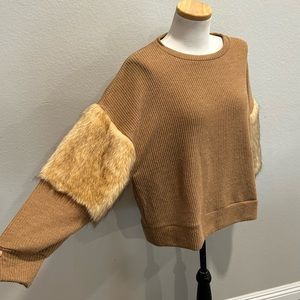 Zara Faux Fur Camel Sweater Size Small